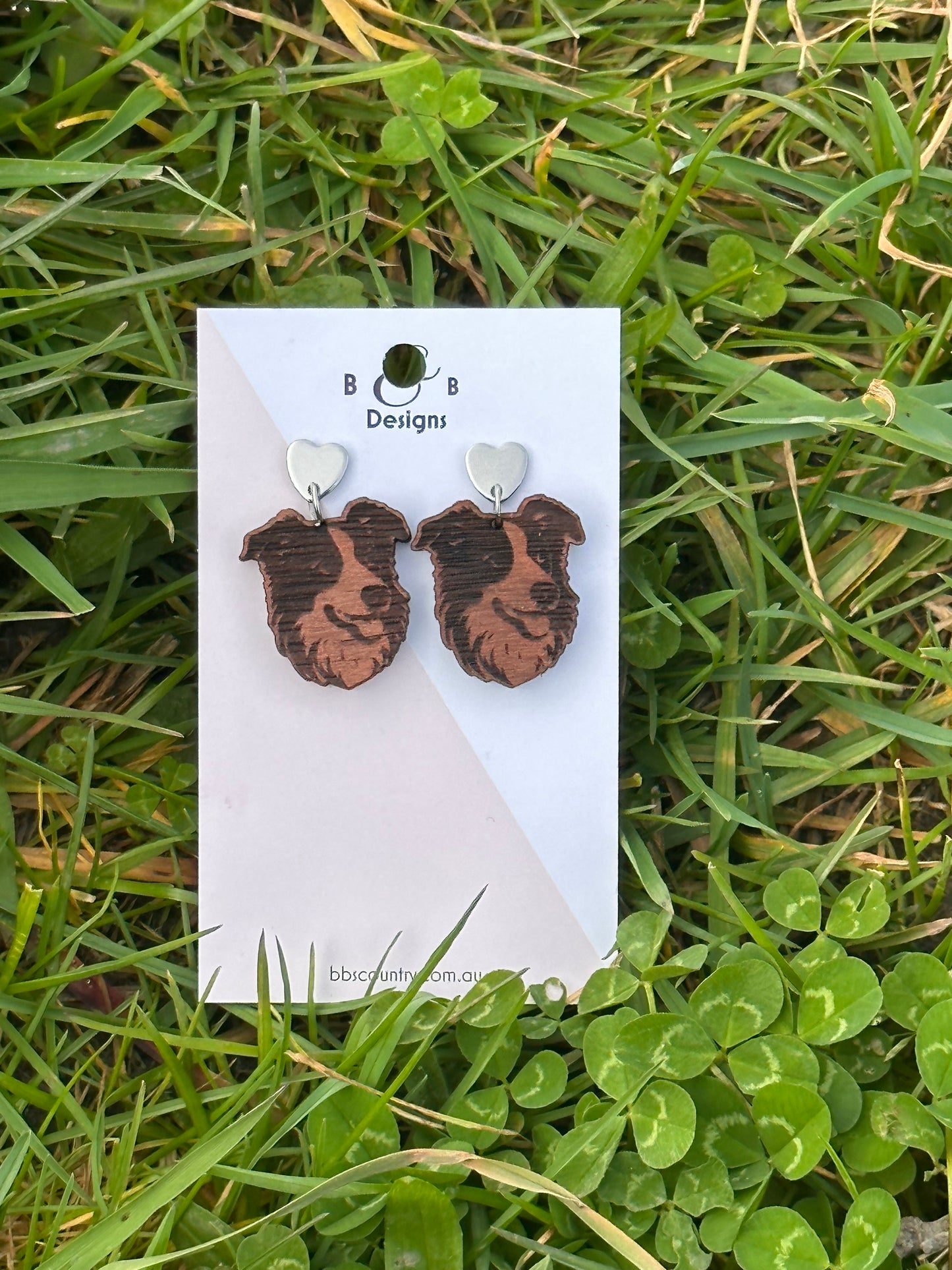 Earring - Collie Dog Stud With Heart