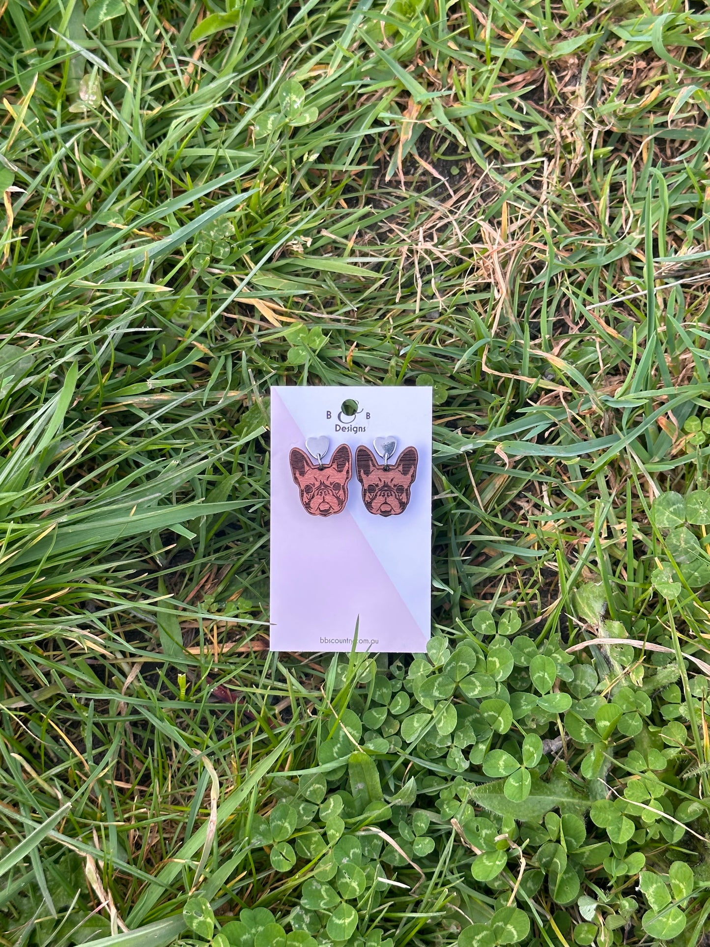 Earring - Pug Dog Stud With Heart