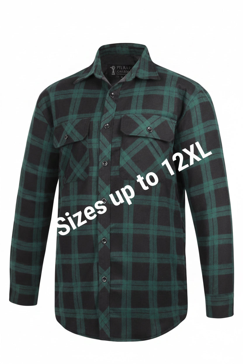 Ritemate Flannie - Full Button Green/Black Check