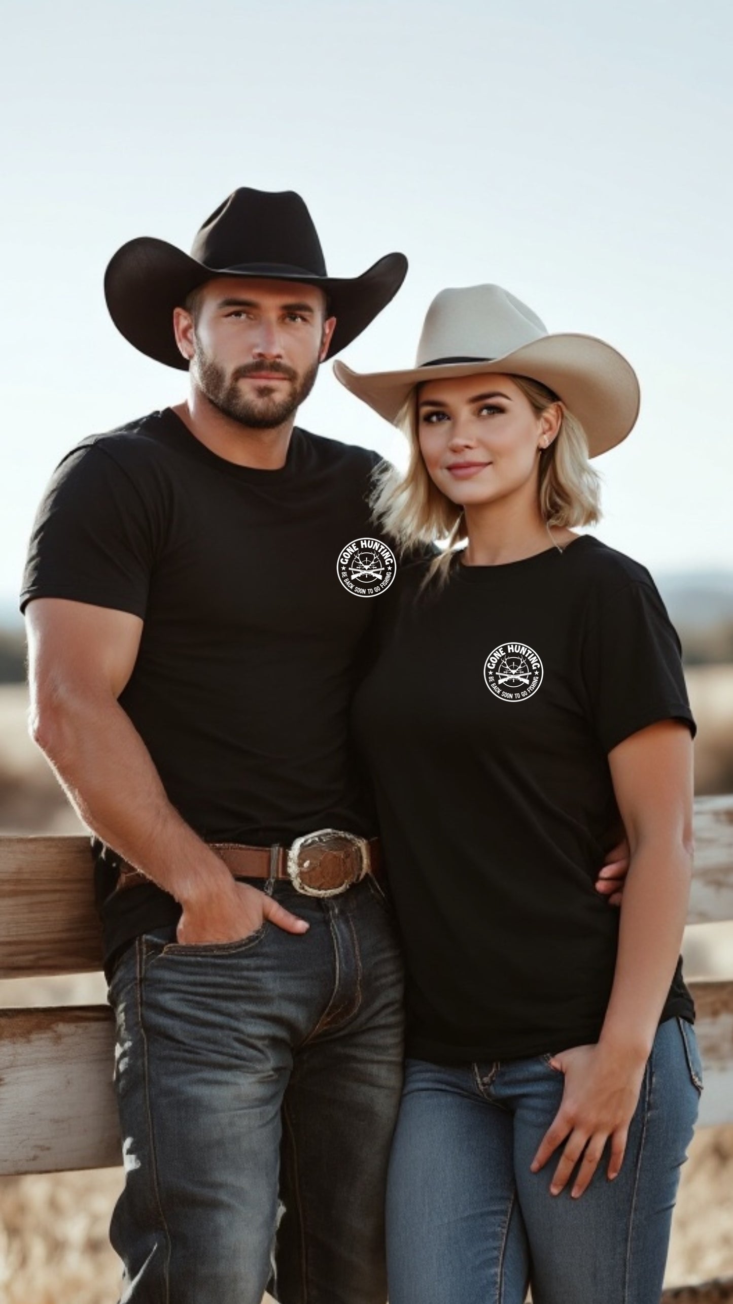 BB’s Country - Gone Hunting Be Back Soon To Go Fishing unisex Tee