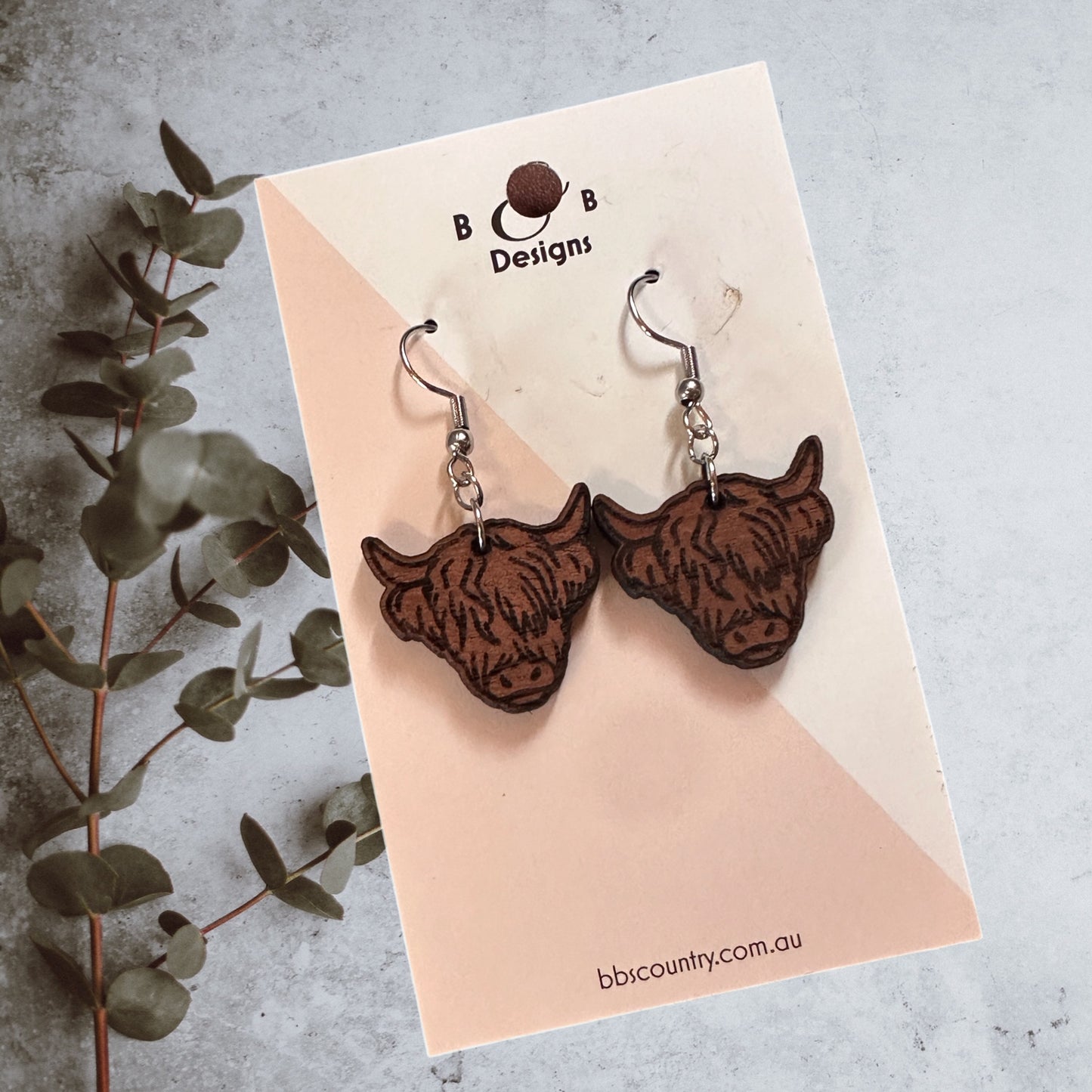 Earring - Highland Cow Face Hook Dangle