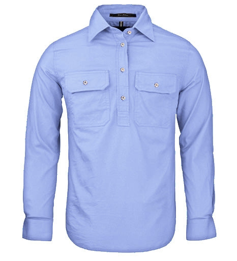 Ritemate - Ladies Pale Blue Half Button