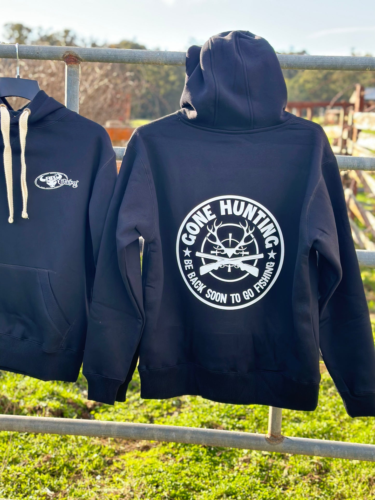 BB’s Country - Gone Hunting Be Back Soon To Go Fishing Hoodie