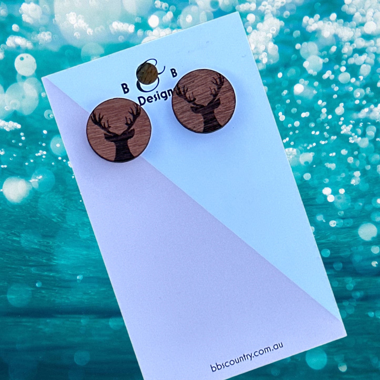 Earrings - Red Wood Deer Stud