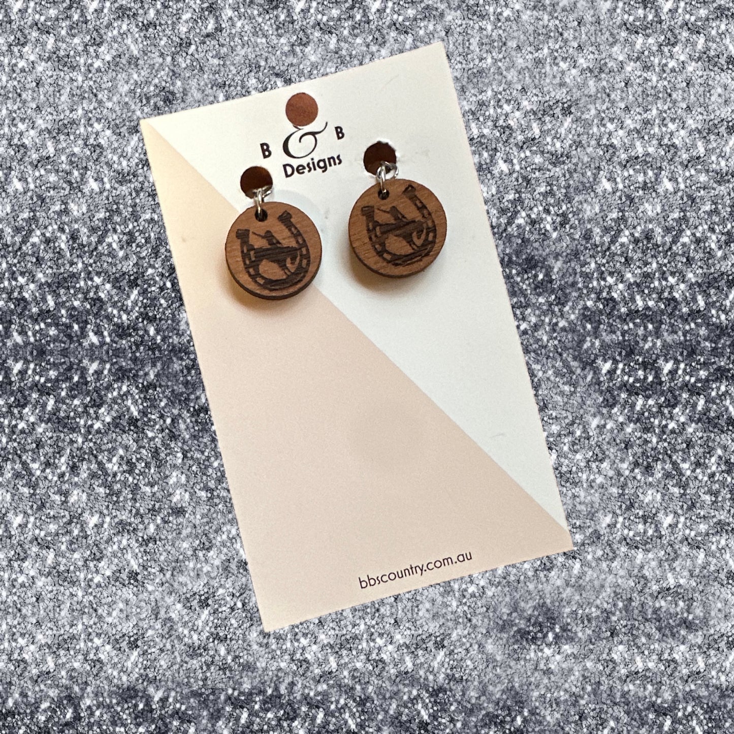 Earrings - Red Gum Wood Horse Girl Clip On