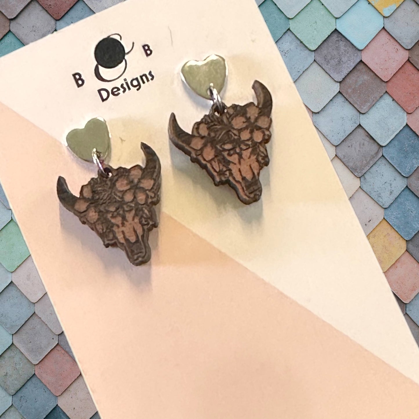 Earring - Boho With Flowers Stud With Heart