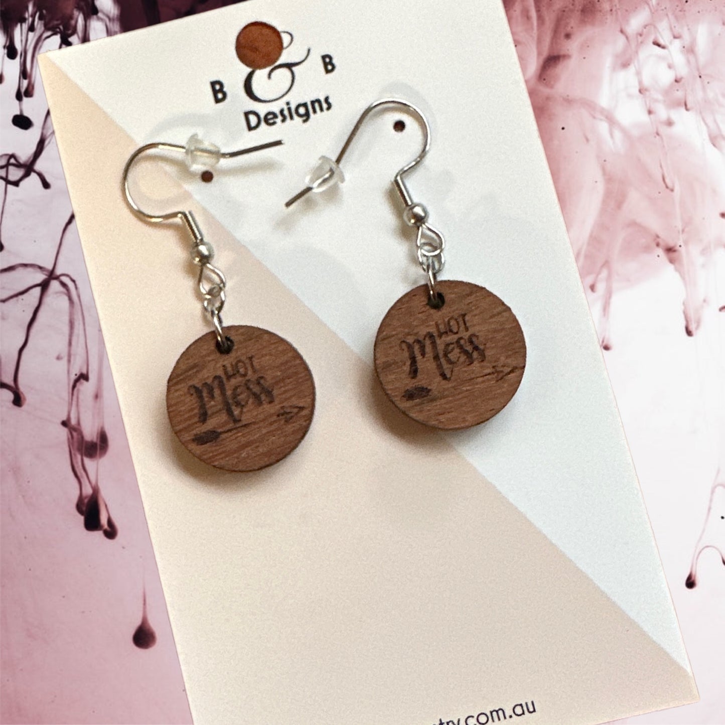 Earring - Red Gum Wood Hot Mess Dangle