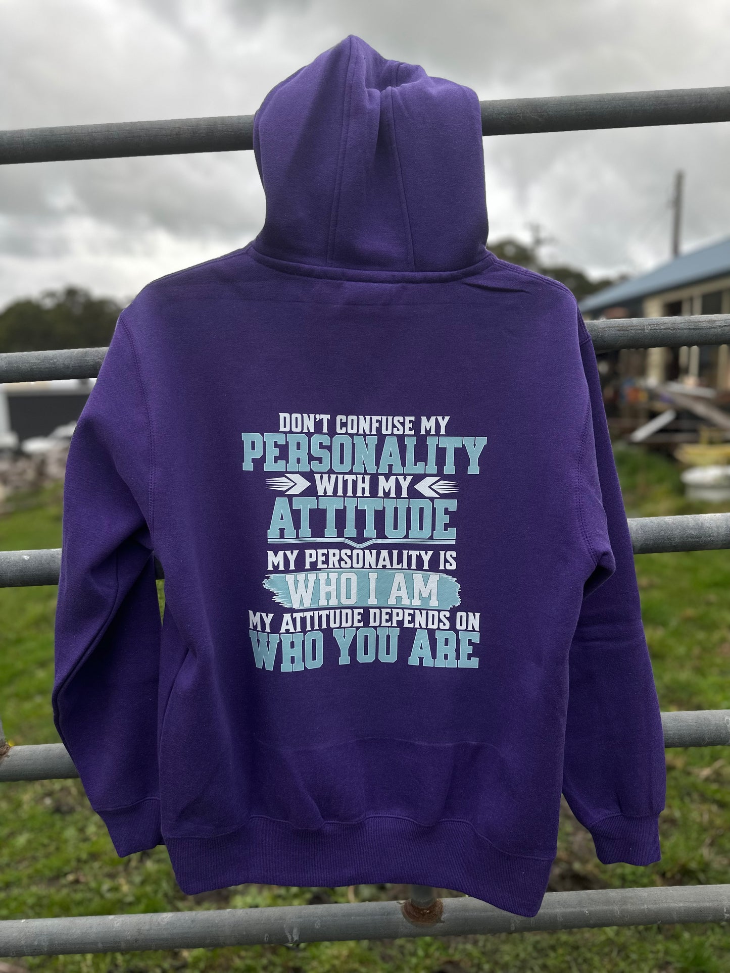 BB’s Country - Don’t Confuse My Personality With My Attitude My Personality Is Who I Am My Attitude Depends On Who You Are Purple Hoodie