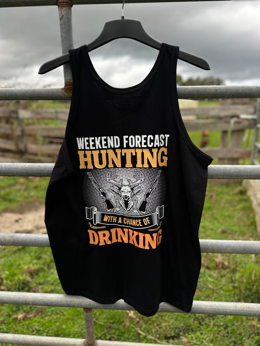 Weekend Forecast Hunting With A Chance Of Drinking Unisex Singlet