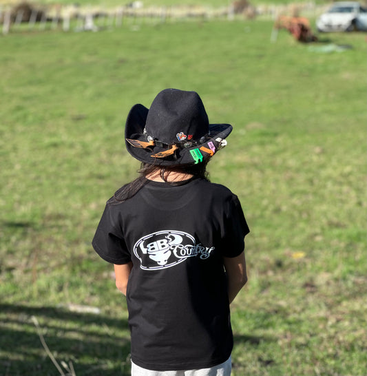 BB’s Country Signature  - Kids Regular Fit Tee Black With White Logo