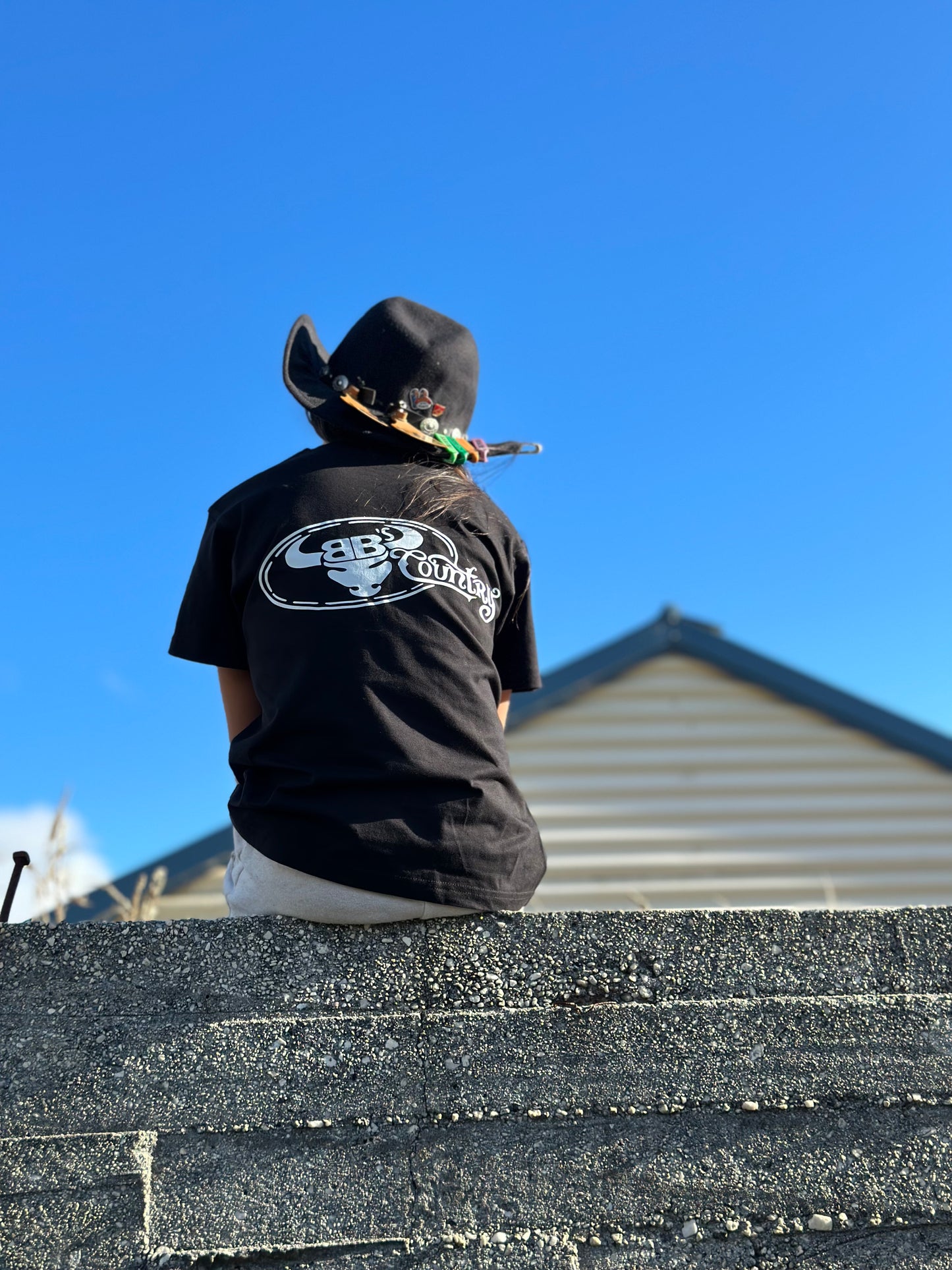 BB’s Country Signature  - Kids Regular Fit Tee Black With White Logo