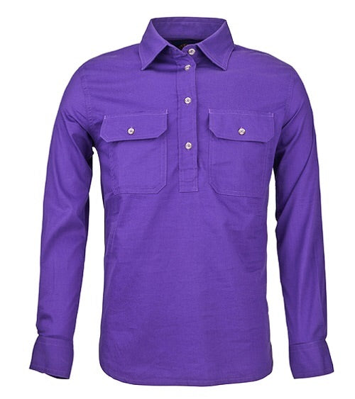 Ritemate - Ladies Purple Half Button