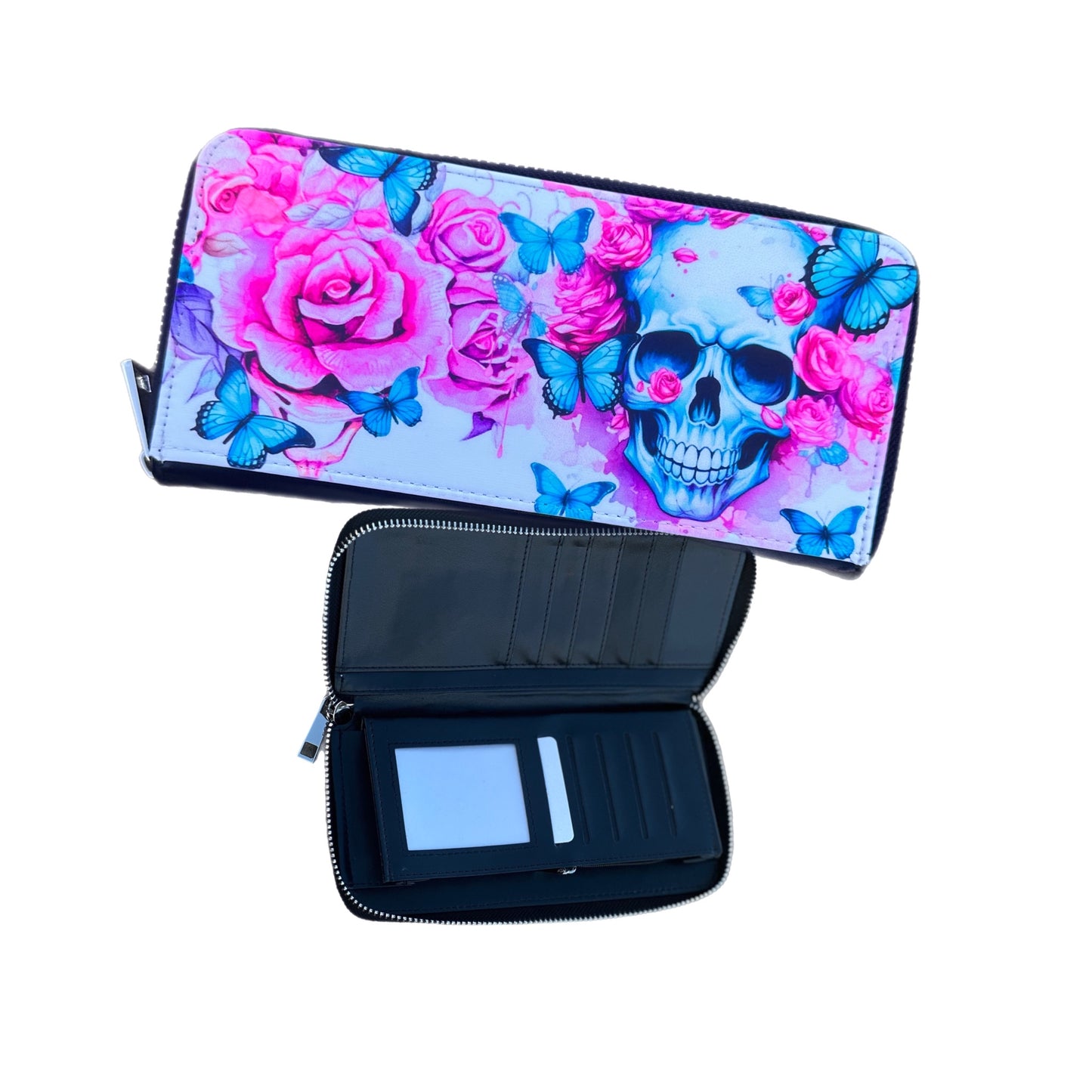 Ladies Wallet - Pink Skulls & Flowers