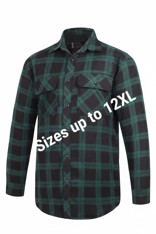 Ritemate Flannie - Full Button Green/Black Check