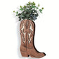 BB’s Country - Wooden Western Boot Vase For Fake Flowers