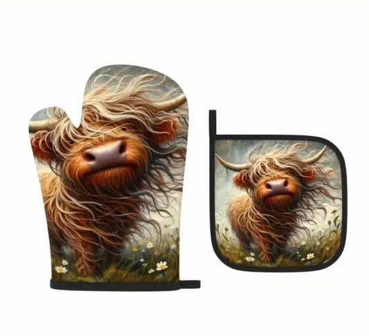 BB’s Country - Highland Cow Oven Mit Set