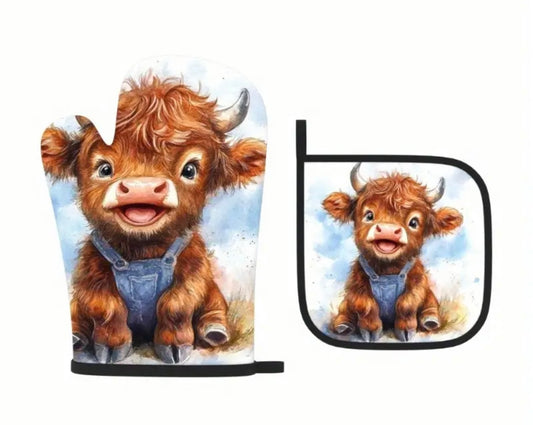 BB’s Country - Highland Cow Oven Mit Set