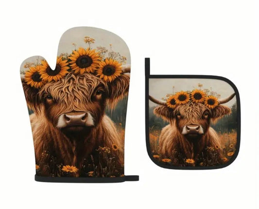 BB’s Country - Highland Cow Oven Mit Set