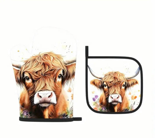 BB’s Country - Highland Cow Oven Mit Set