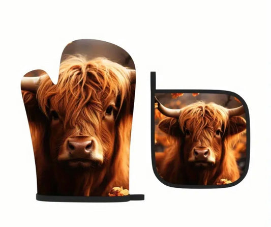 BB’s Country - Highland Cow Oven Mit Set