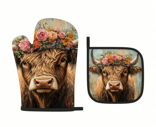 BB’s Country - Highland Cow Oven Mit Set