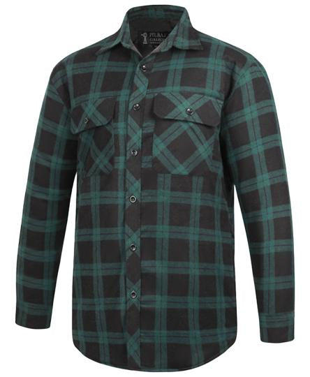 Ritemate Flannie - Full Button Green/Black Check