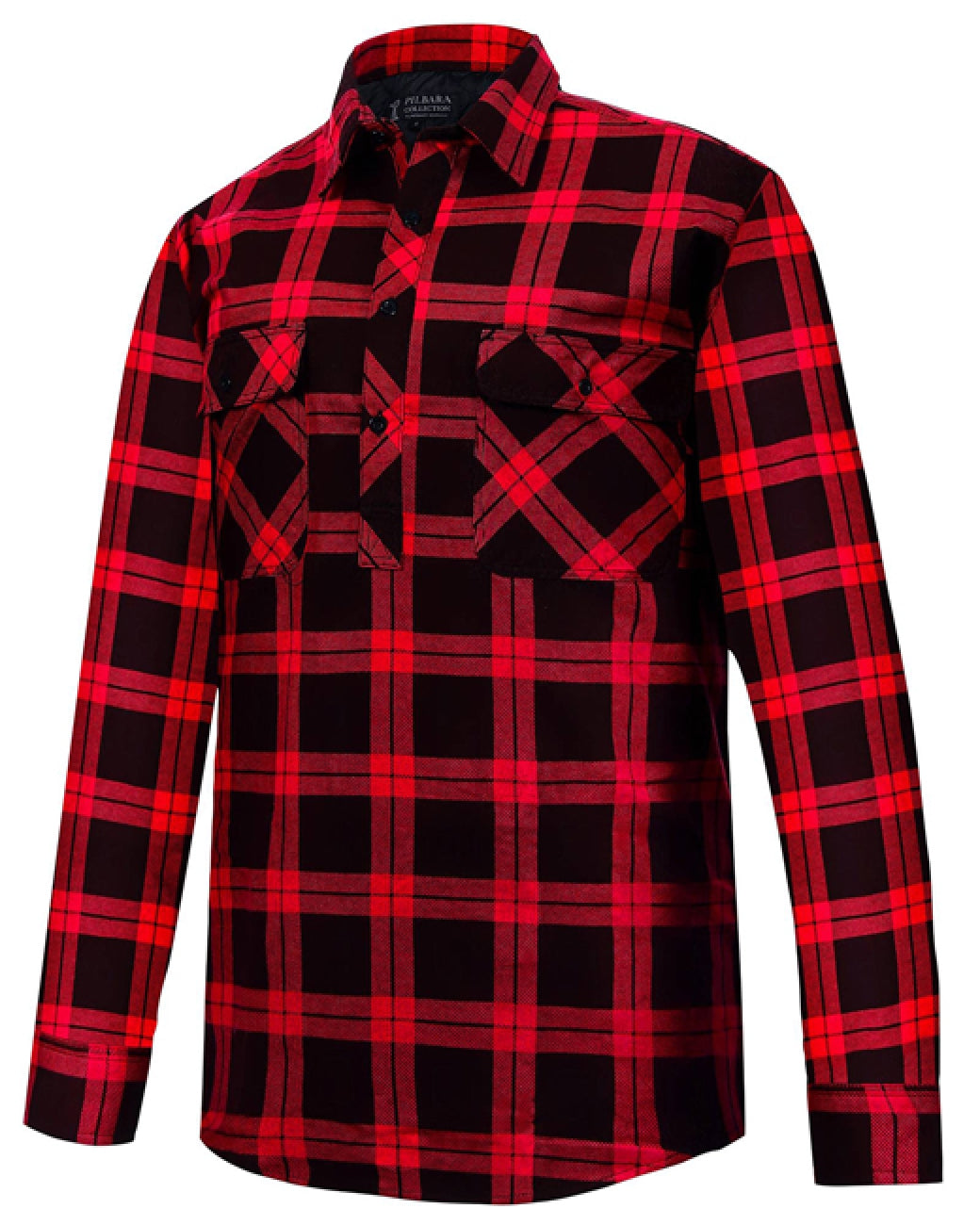 Ritemate Flannie - Half Button Red Check