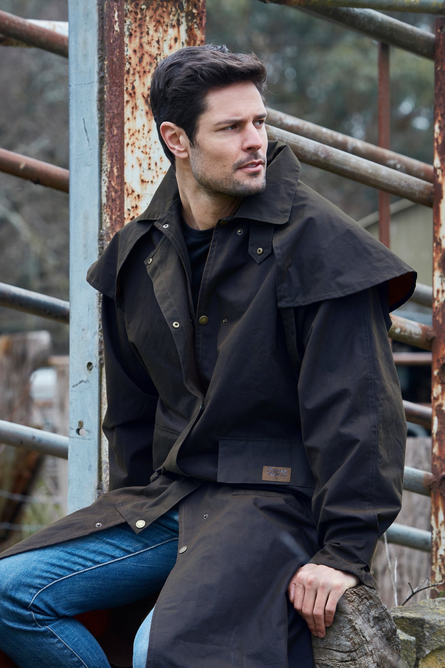 Burke & Wills - Men’s Stockman Long Coat Brown