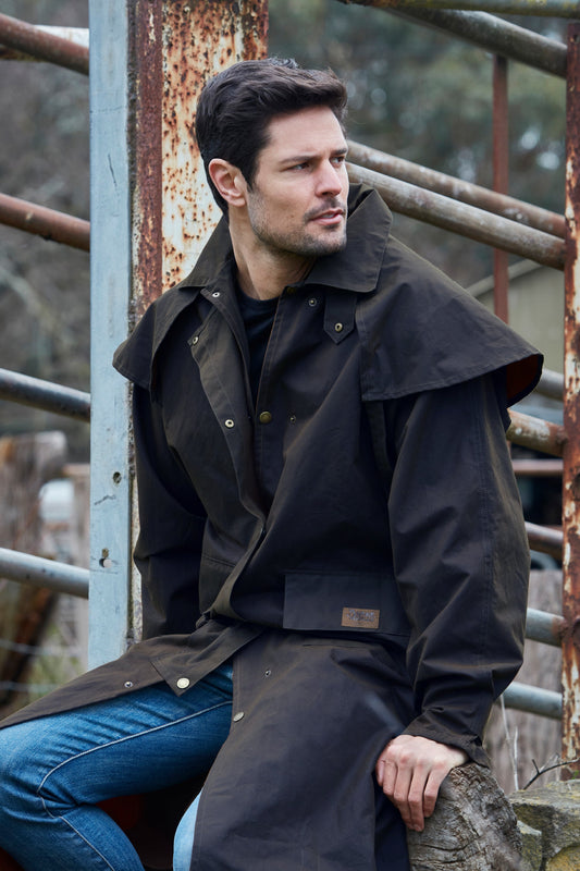 Burke & Wills - Men’s Stockman Long Coat Brown