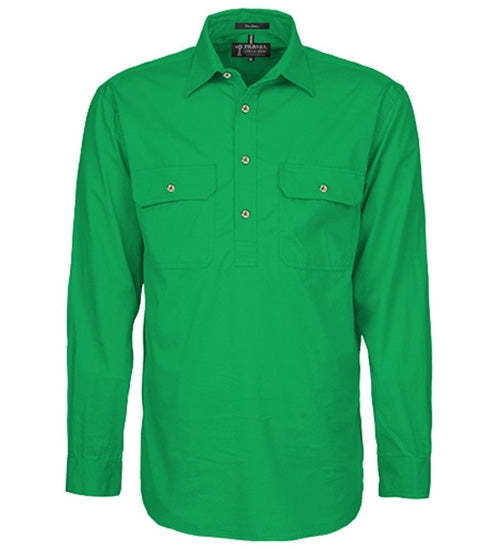 Ritemate - Mens kelly Green L/S Pilbara Half Button