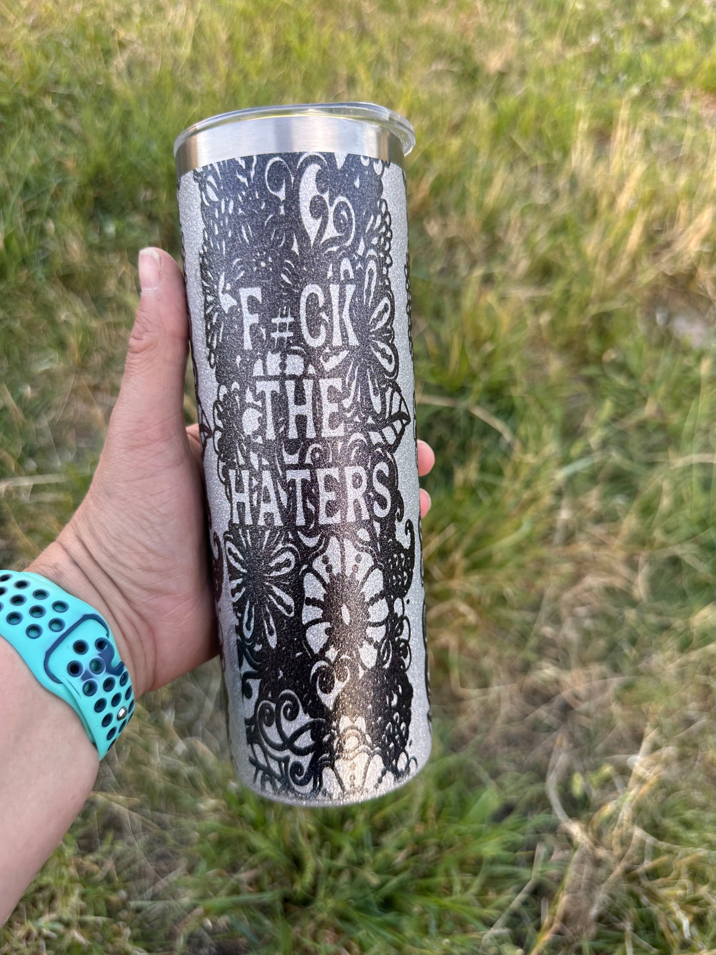 20oz Tumbler - Fk The Haters Silver Glitter