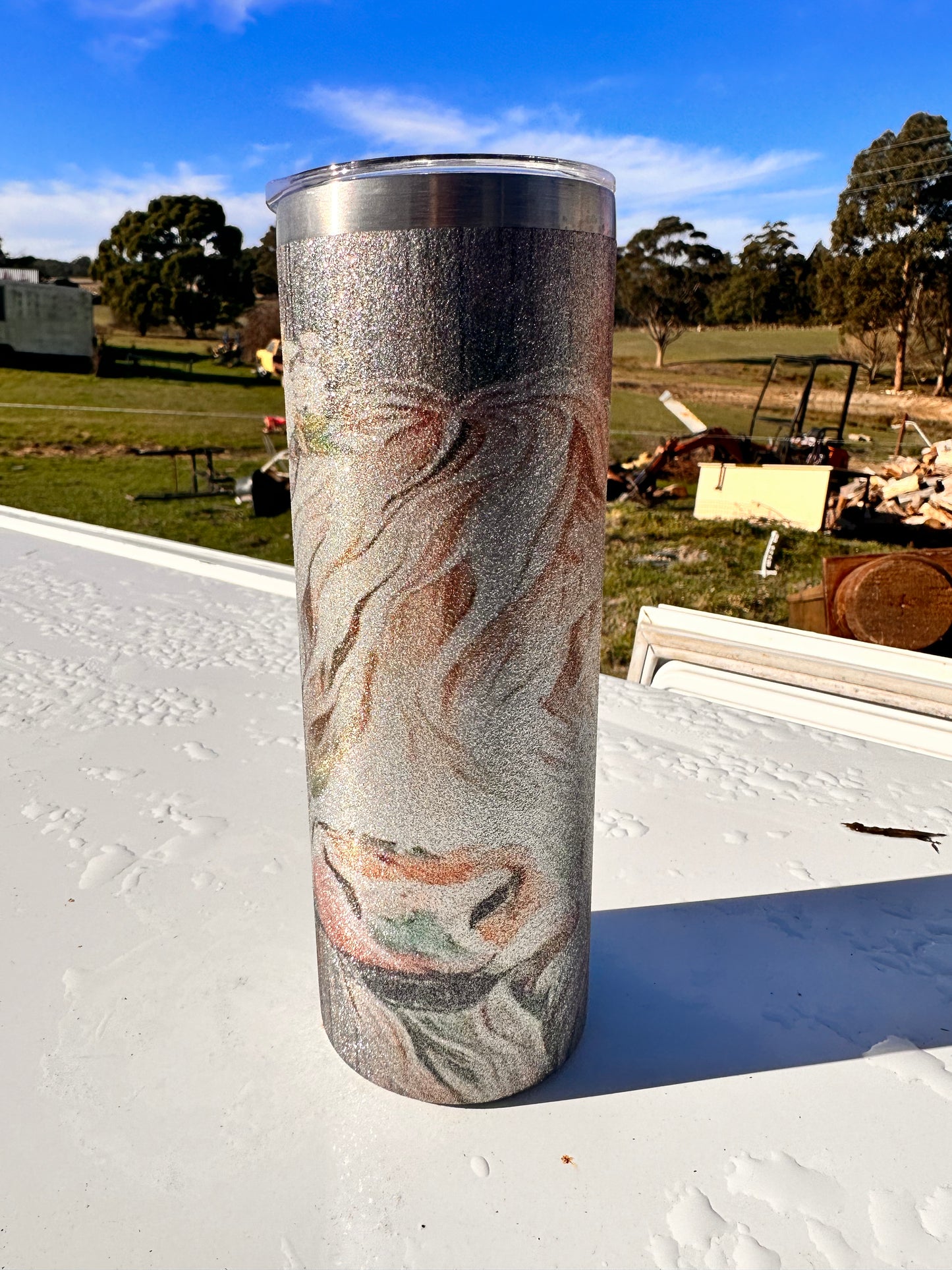 20oz Tumbler -  Silver Glitter Highland