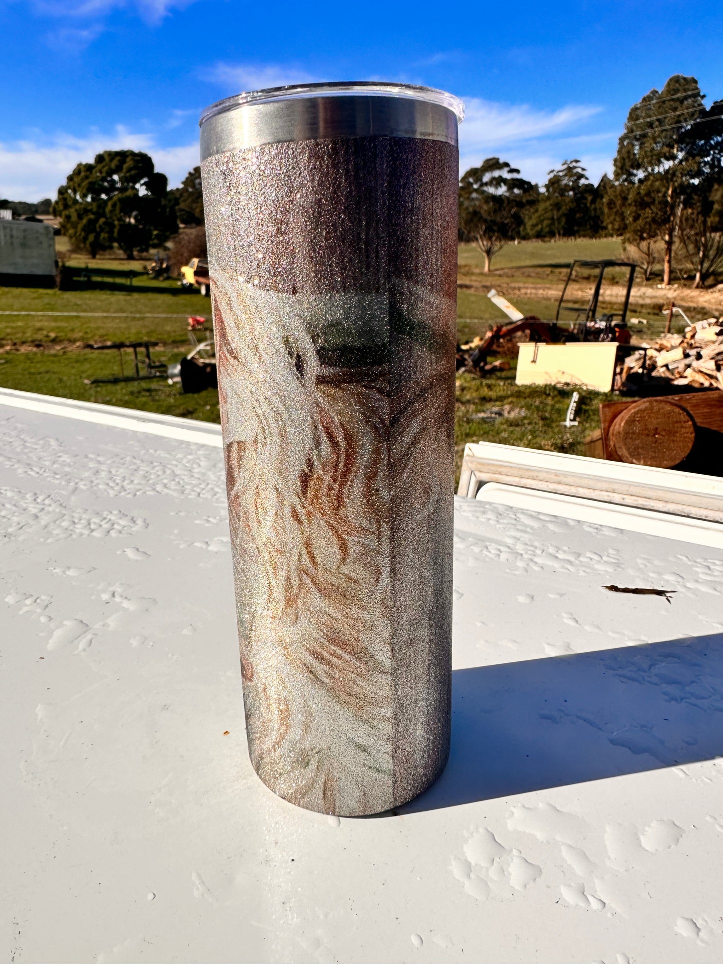 20oz Tumbler -  Silver Glitter Highland