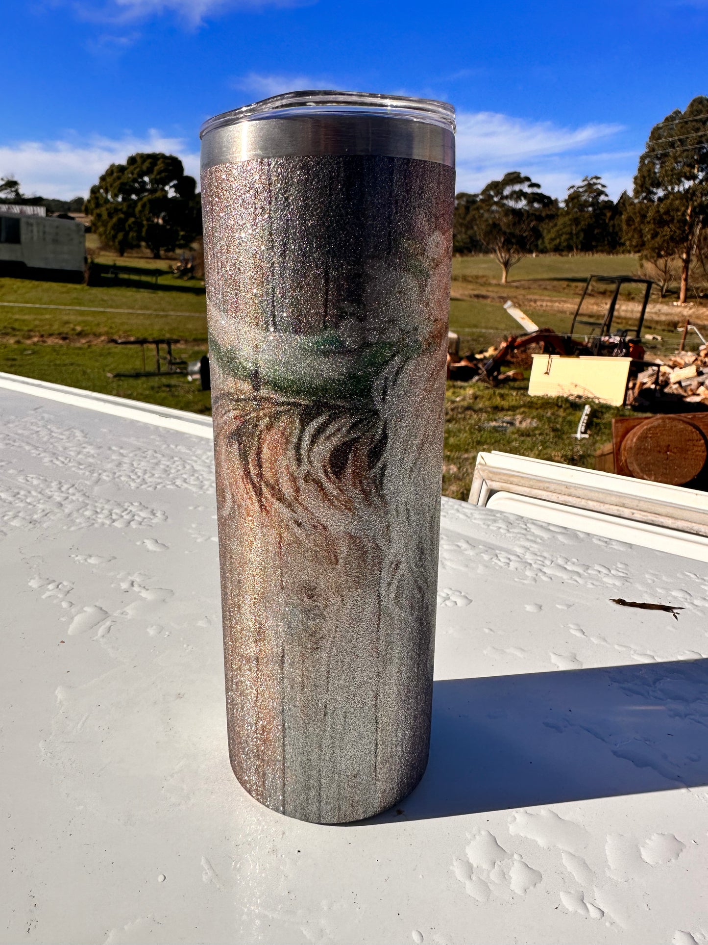 20oz Tumbler -  Silver Glitter Highland