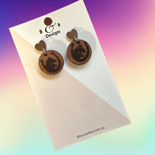 Earring - Two Horse’s Stud Heart