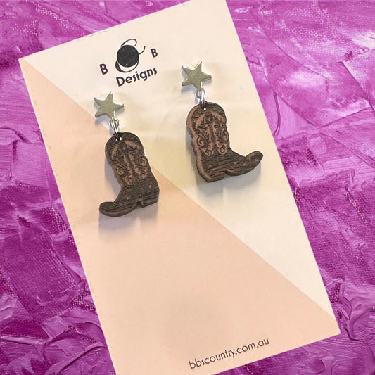 Earring - Western Boot Stud With Star