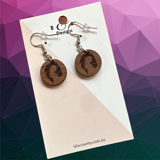 Earrings - Red Gum Wood Horse Lady Dangle