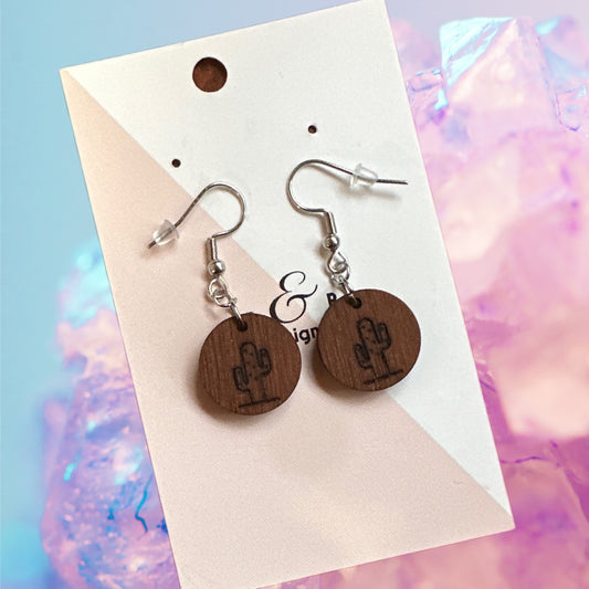 Earring - Red Gum Wood  It’s A Cactus On An Earring