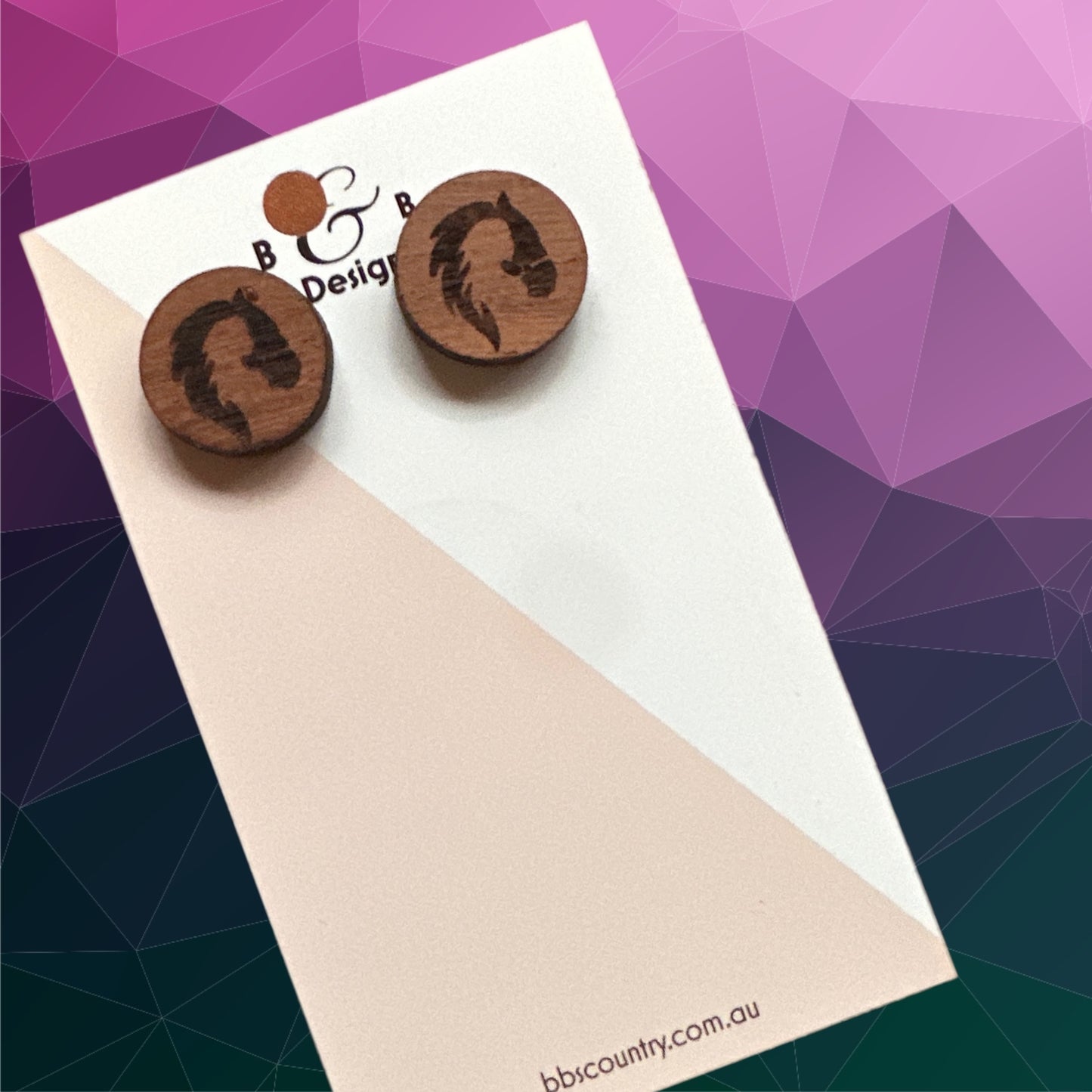 Earring - Red Gum Wood Horse Lady Stud