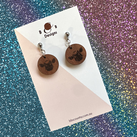 Earring - Cow Face Stud With Ball