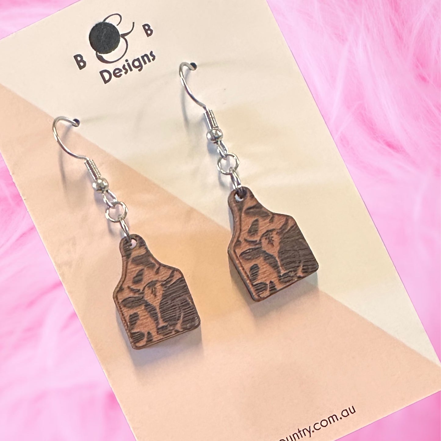 Earring - Cattle Tag Cow face Dangle