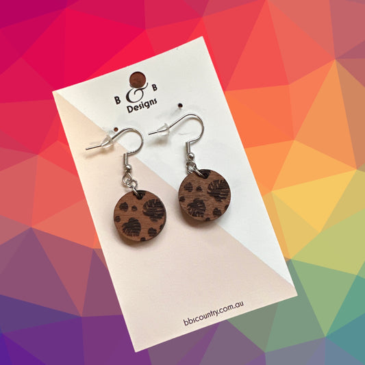 Earrings - Red Gum Wood Monstera 2 Dangle