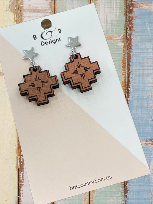 Earring - Boho Cross Star Stud