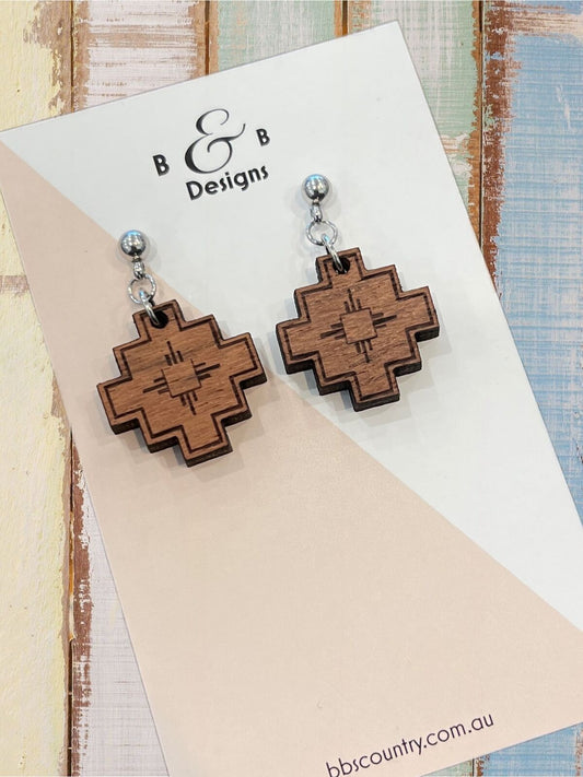 Earring - Boho Cross Dangle Stud