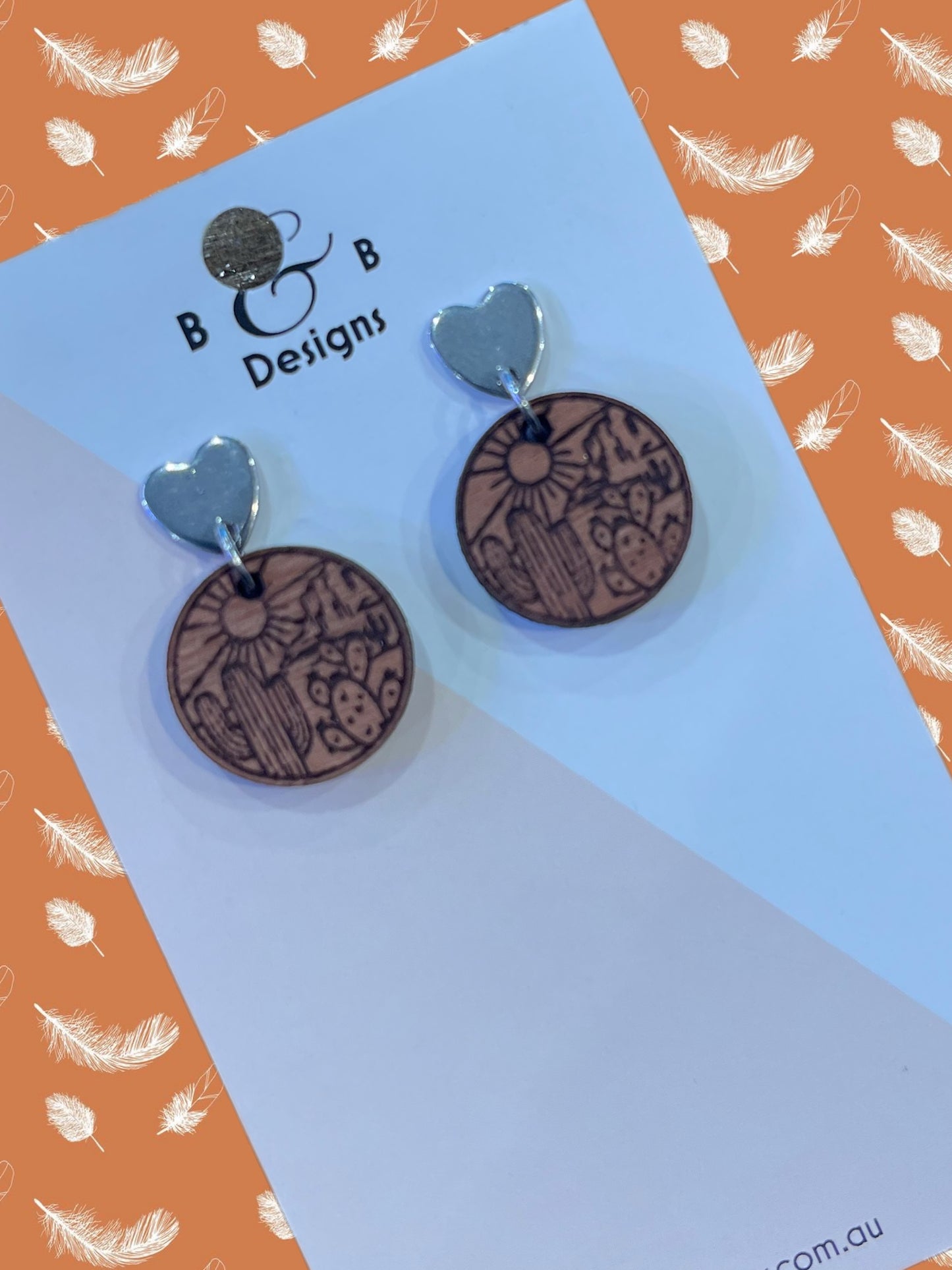 Cactus Country Heart Stud Earring