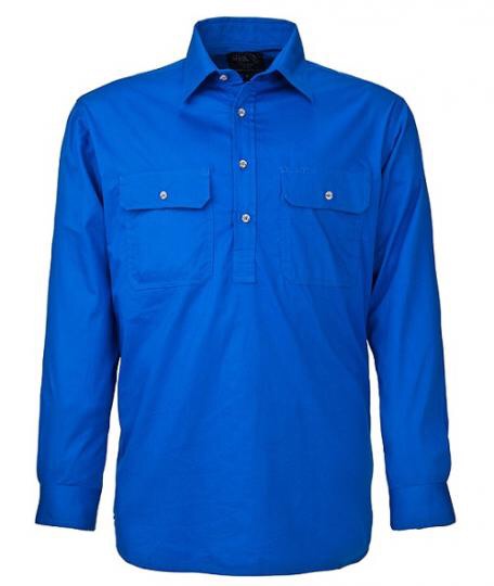 Ritemate - Men’s half Button Pilbara Shirt Cobalt Blue