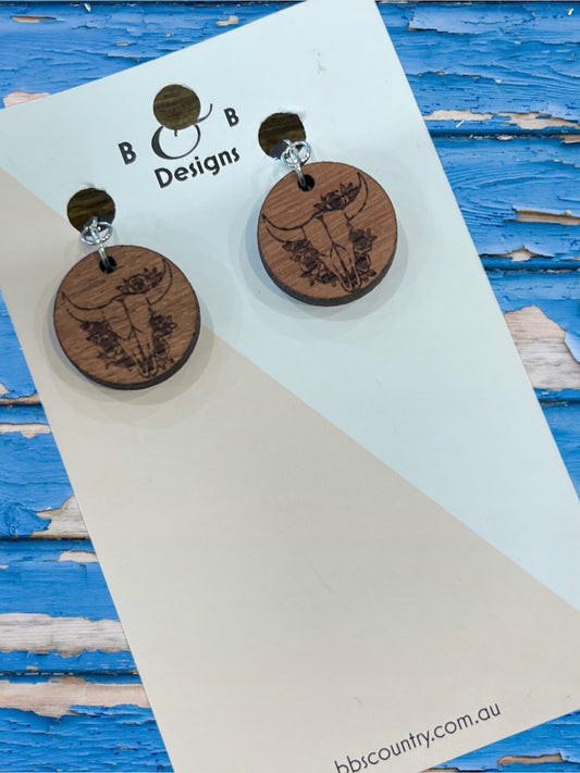 Boho Bull Head Star Clip On Earring