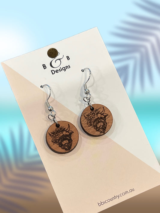 Scruffy Highland Cow Hook Dangle Earring