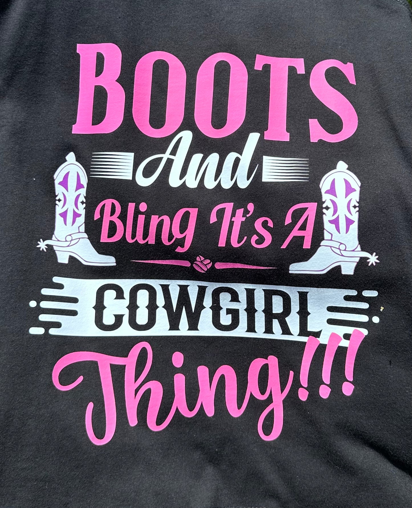 Boots & Bling It’s A Cowgirl Thing Ladies Heavy Weight Hoodie