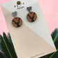 Red Gum Wood Deer Earrings Stud With Heart